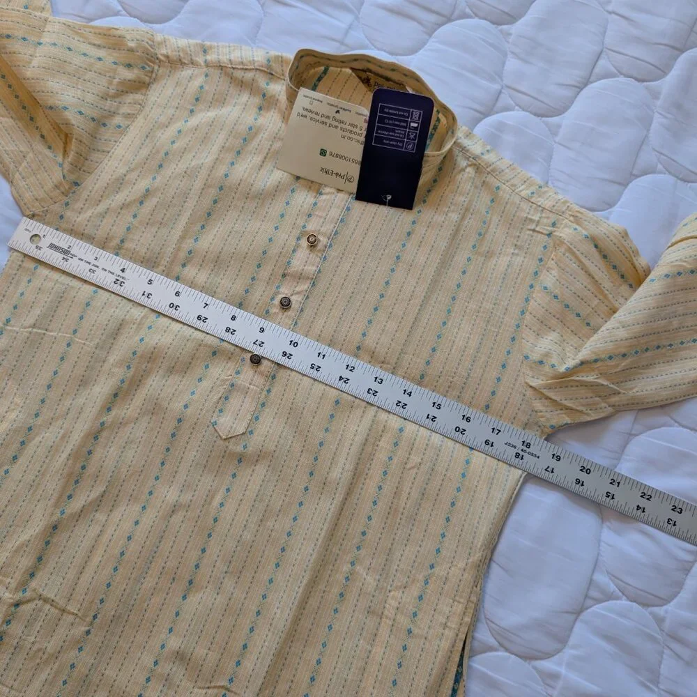 NWT Pro Ethic yellow and teal kurta tunic with pockets boys size 14 - Picture 5 of 9